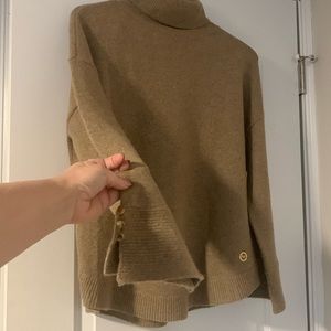 Michael Kors Women's Turtleneck/ Tunic Long Sleeve Sweater Taupe/Tan Size Med